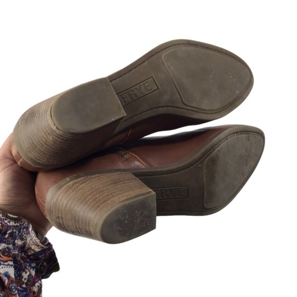 Frye Brown Leather Judith Zip Ankle Boots women’s size 10 - Picture 7 of 10